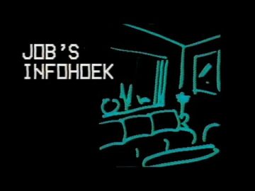 1985 Hoorn: Jobs infohoek Cor Klarenbeek, George Alma, Joke Vijn